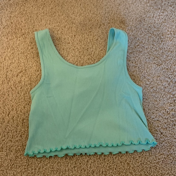 By Together Aqua Ribbed Crop Top - Picture 2 of 3